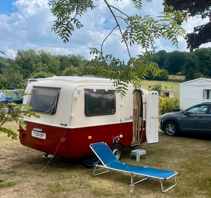 Lander graziella 340 vintage lichtgewicht caravan met luifel, Caravans en Kamperen, Caravans, Particulier, tot en met 3, tot 500 kg