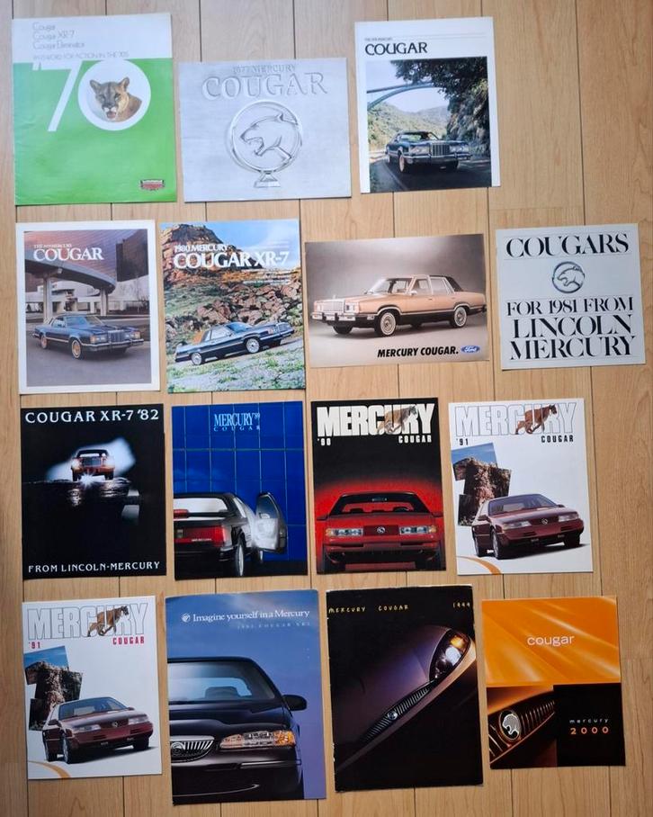 Mercury Ford, Cougar/XR-7/Eliminator. 17 stuks € 35,--, Boeken, Auto's | Folders en Tijdschriften, Zo goed als nieuw, Ford, Ophalen of Verzenden