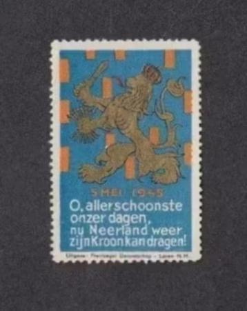Sluitzegel 5 mei 1945 Bevrijdingsdag Nederland Kroon. beschikbaar voor biedingen