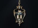 Oude lantaarn met bronzen frame en gebogen glas Hoogte 80 cm, Ophalen, Gebruikt, Glas, 75 cm of meer