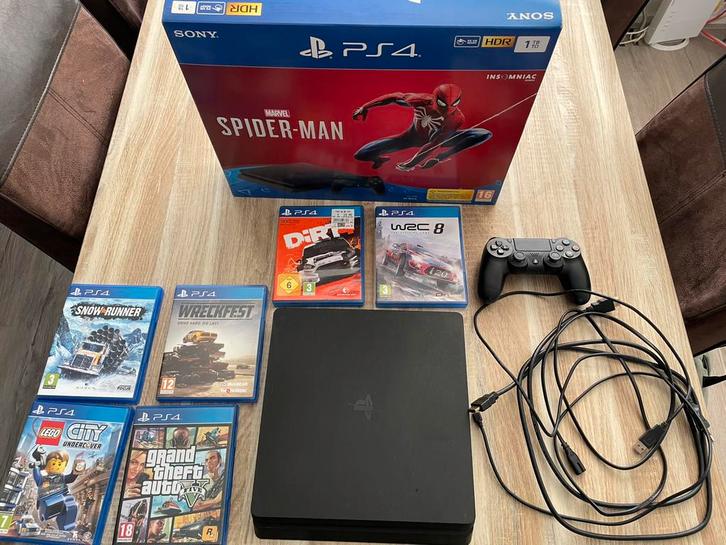 PS 4, Spelcomputers en Games, Spelcomputers | Sony PlayStation 4, Zo goed als nieuw, Original, 1 TB, Met 1 controller, Met games