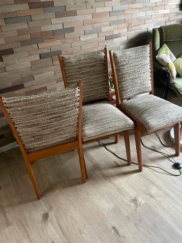 Vintage stoelen set van 3, leuk bekleed! beschikbaar voor biedingen