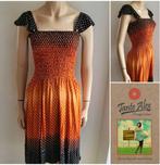 oranje bruine jurk met stippen maat 38, Kleding | Dames, Oranje, Maat 38/40 (M), Ophalen of Verzenden, Onder de knie