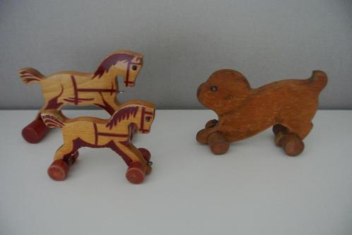 houten paardjes Nooitgedagt / hondje Gecevo, Antiek en Kunst, Antiek | Speelgoed, Ophalen of Verzenden
