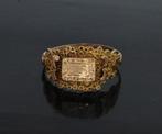 Antieke 14k gouden monogram zegel ring filigrain ca. 1880