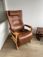 Farstrup, elektrische relax fauteuille, cognackleurig leer., Leer, Ophalen of Verzenden, Zo goed als nieuw, 50 tot 75 cm