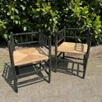 2 Antieke Bobbin Stoelen met Touw, Engels Landhuis Chique, Antiek en Kunst, Ophalen