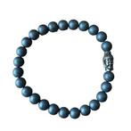 Heren armband van natuursteen mat Hematiet met Boeddha kraal, Verzenden, Nieuw, Zwart, Overige materialen