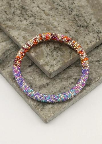 Glaskralen armband - veelkleurig oranje en paars - RB188 beschikbaar voor biedingen