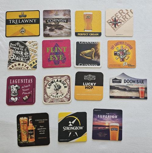 15 Engelse Bierviltjes van 12 Brouwerijen, Verzamelen, Biermerken, Gebruikt, Viltje(s), Overige merken, Ophalen of Verzenden