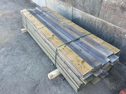 Mooi vergrijsde gewolmaniseerde planken 19x145mm, 230cm lang, Doe-het-zelf en Verbouw, Hout en Planken, Gebruikt, Plank, Vuren