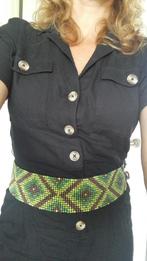 Nieuwe elastische bruin/groene riem van glaskralen, Kleding | Dames, Riemen en Ceinturen, Minder dan 80 cm, Nieuw, Tailleriem