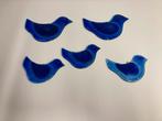 5 Blauwe Glazen Vogeltjes - Decoratie, Huis en Inrichting, Ophalen, Zo goed als nieuw