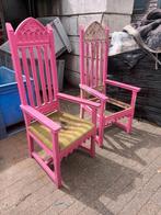 2 mooie vintage kerkstoelen opknappers, Gebruikt, Twee, Bruin, Ophalen of Verzenden