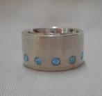 Zilveren massieve LOOK! ring met stenen maat 18,2 nr.1168, 18 tot 19, Verzenden, Zo goed als nieuw, Dame
