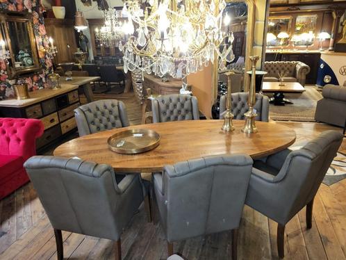 tafel ovaal industrieel mango hout 2,40 lang 1,20 m breed, Huis en Inrichting, Tafels | Eettafels, Nieuw, 100 tot 150 cm, 200 cm of meer