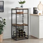 Wijnrek voor 16 Flessen-Bruin / Zwart-52 x 40 x 112 cm, Ophalen, 5 tot 15 flessen, Nieuw, Metaal