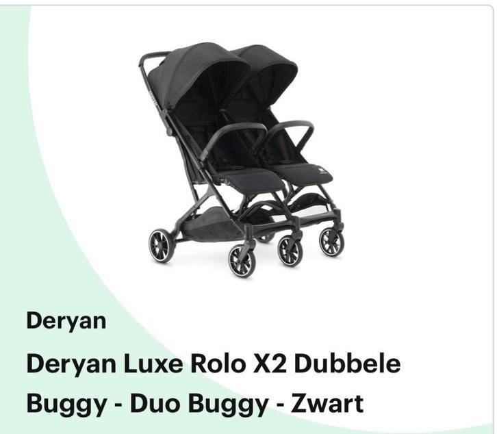 Deryan Luxe Rolo X2 Dubbele Duo Buggy -kinderwagen, z.g.a.n., Kinderen en Baby's, Buggy's, Zo goed als nieuw, Overige merken, Duomodel