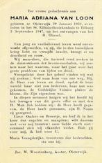 Loon Maria 1932 Oisterwijk 1947 Tilburg, Verzamelen, Bidprentjes en Rouwkaarten, Ophalen of Verzenden, Bidprentje