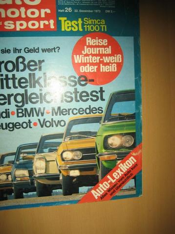 AM&S 1973 26 Audi 100GL BMW 520i Peugeot 504'TI Volvo 144E beschikbaar voor biedingen