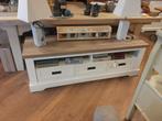 Landelijke witte tv-kast met blank blad, Ophalen, 150 tot 200 cm, Minder dan 100 cm, 25 tot 50 cm
