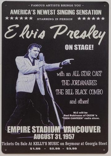 Elvis Presley live on stage reclamebord van metaal wandbord beschikbaar voor biedingen