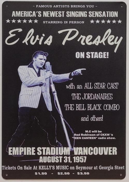Elvis Presley live on stage reclamebord van metaal wandbord, Verzamelen, Muziek, Artiesten en Beroemdheden, Nieuw, Foto of Kaart