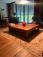 Licht bruine massief eiken salontafel met 2 bladen, Huis en Inrichting, Tafels | Salontafels, Ophalen, Zo goed als nieuw, Minder dan 50 cm