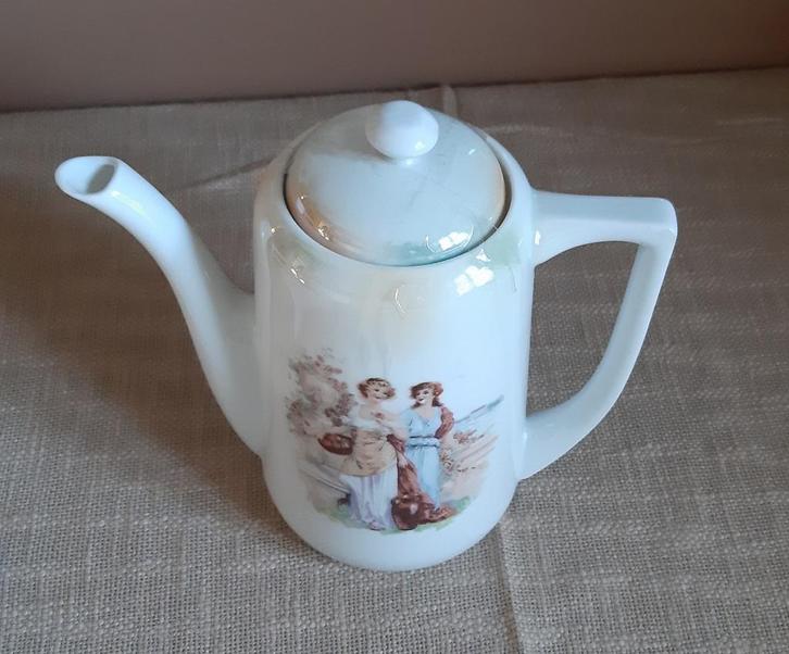 Vintage Koffiekan met Romantisch Tafereel, Antiek en Kunst, Antiek | Keramiek en Aardewerk, Ophalen of Verzenden
