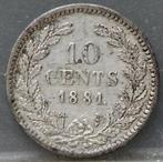 Mooi zilveren dubbeltje 1881 - 10 cent 1881-  Willem 3, Postzegels en Munten, Munten | Nederland, 10 cent, Koning Willem III, Losse munt