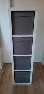 IKEA Kallax kast met 4 vakken + grijze bakken, Ophalen