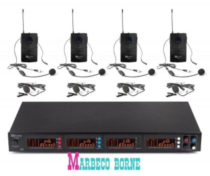 UHF Draadloze microfoonset, 4x 50-Kanaals, 4x Bodypack, Muziek en Instrumenten, Microfoons, Nieuw, Overige typen, Draadloos, Ophalen of Verzenden