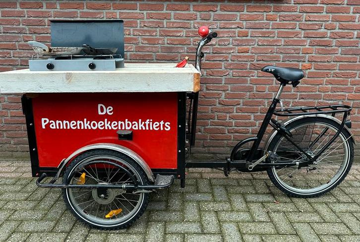 Pannenkoeken bakfiets met gasstel en pannen!, Fietsen en Brommers, Fietsen | Bakfietsen, Gebruikt, Overige merken, Goederen, Opvouwbaar