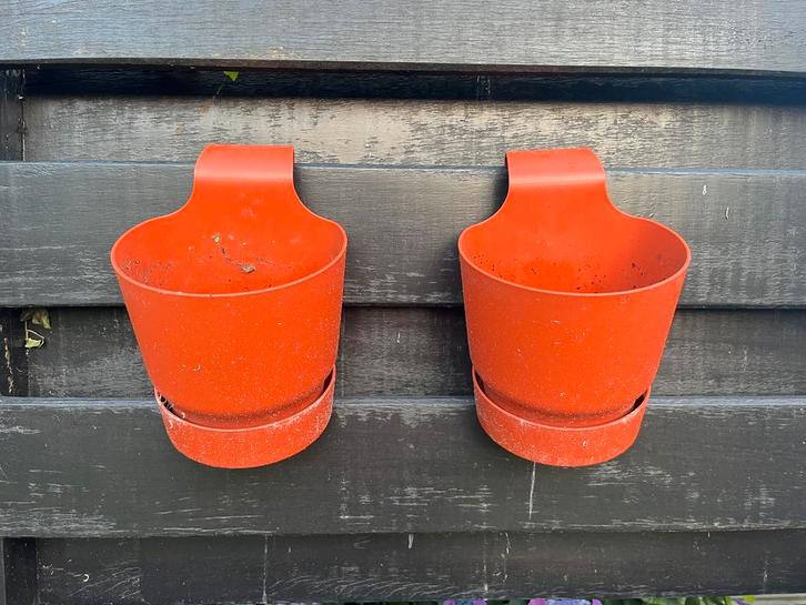 Elho bloempotten/hangpotten kunststof (2x), Tuin en Terras, Bloempotten, Zo goed als nieuw, Kunststof, Minder dan 40 cm, Rond