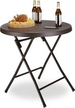 tuintafel - 74 x 80 x 80 cm - inklapbaar - Bruin, Tuin en Terras, Tuintafels, Ophalen, Kunststof, Rond, Nieuw
