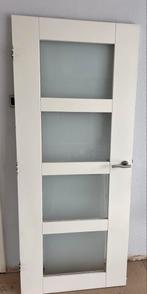 Witte Tussendeur met Glas, Ophalen, Gebruikt, 80 tot 100 cm, Binnendeur