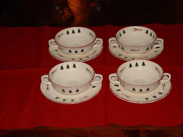 Masons mason christmas village soepkop soepkom en schotels, Huis en Inrichting, Keuken | Servies, Zo goed als nieuw, Kop(pen) en/of Schotel(s)