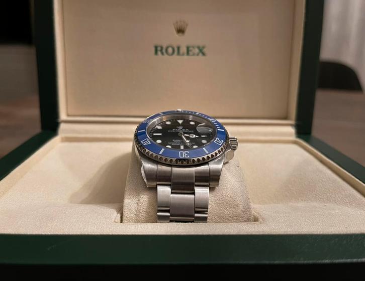Rolex submariner blauw/zwarte bezel, Sieraden, Tassen en Uiterlijk, Horloges | Heren, Nieuw, Rolex, Staal, Ophalen of Verzenden