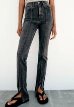 Zara split Full Length high-waist jeans, Zara, Grijs, Lang, Maat 38/40 (M)