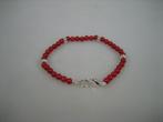 Bloedkoralen Baby armbandje met zilverstukken, Verzenden, Nieuw, Rood, Armband
