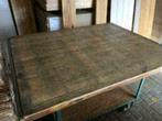 Steenschot tafel 110x140 geolied , stalen poten industrieel., Huis en Inrichting, Tafels | Eettafels, Nieuw, Ophalen of Verzenden