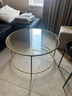 Salontafel met glasplaat, Rond, Zo goed als nieuw, Minder dan 50 cm, 50 tot 100 cm
