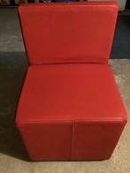 2 compacte stoeltjes, rood leer., Huis en Inrichting, Stoelen, Ophalen, Gebruikt, Twee, Leer