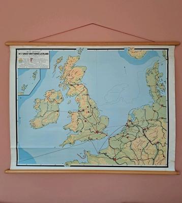 Schoolplaat vintage kaart Noordzee, Belgisch en Nederlandse  beschikbaar voor biedingen