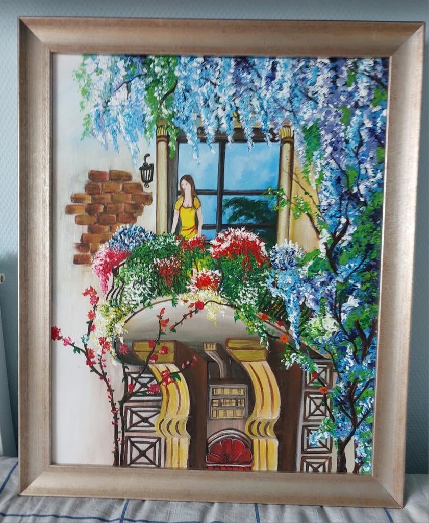 Schilderij met lijst. 40 x 50 cm., Antiek en Kunst, Ophalen of Verzenden