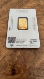 PAMP Suisse 10g Gouden Baar 24 karaat, Postzegels en Munten, Edelmetalen en Baren, Ophalen of Verzenden, Goud