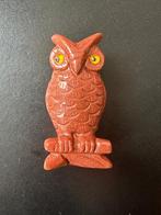 Edelstenen Uiltje uit rood goudsteen, Ophalen of Verzenden, Nieuw, Vogel, Beeldje of Figuurtje