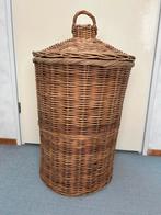 Grote rotan rieten wasmand met katoenen waszak, Ophalen, Gebruikt, Mand, Rond