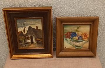 2 Vintage Schilderijen  beschikbaar voor biedingen