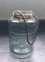 Windlicht groot glazen pot beach touw decor vaas xl lantaarn, Overige kleuren, Nieuw, Ophalen of Verzenden, Glas
